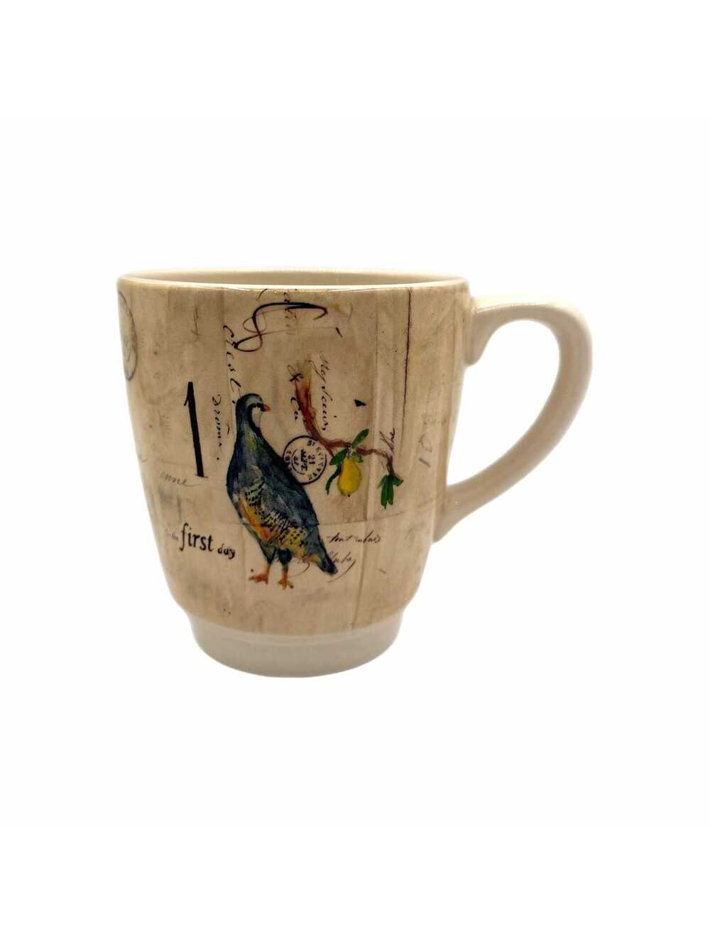Vintage Williams Sonoma 12 Days of Christmas Day 1 & 2 Ceramic Mug